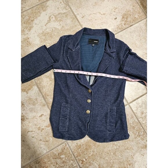 Hurley Lightweight Denim Knit Blazer Medium Navy Soft Preppy Classic Academic - Picture 5 of 6